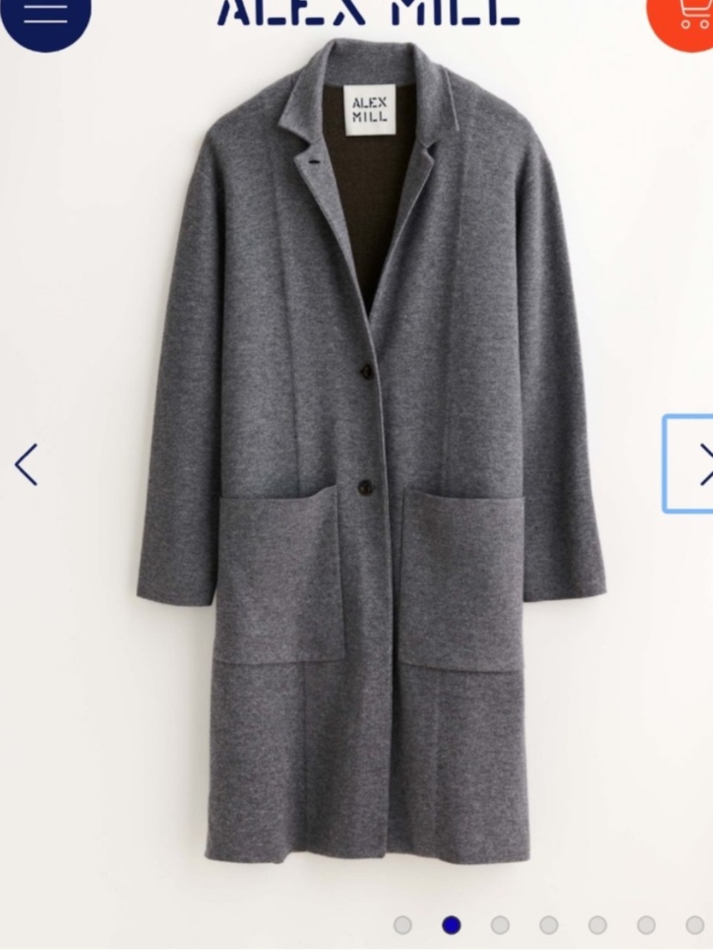 Alex Mill Gray Long Sweater Coat with Contrast Cuffs